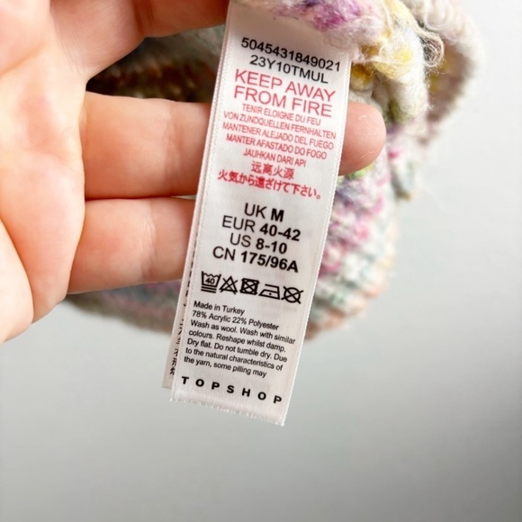 Topshop Space Dye Turtleneck Thick Knit Oversized Sweater US 8-10 Cream Pink - Picture 4 of 5